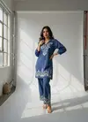 Naisha K 718 Cotton Flex Blue colour Stylish Wear Co Ord Set 